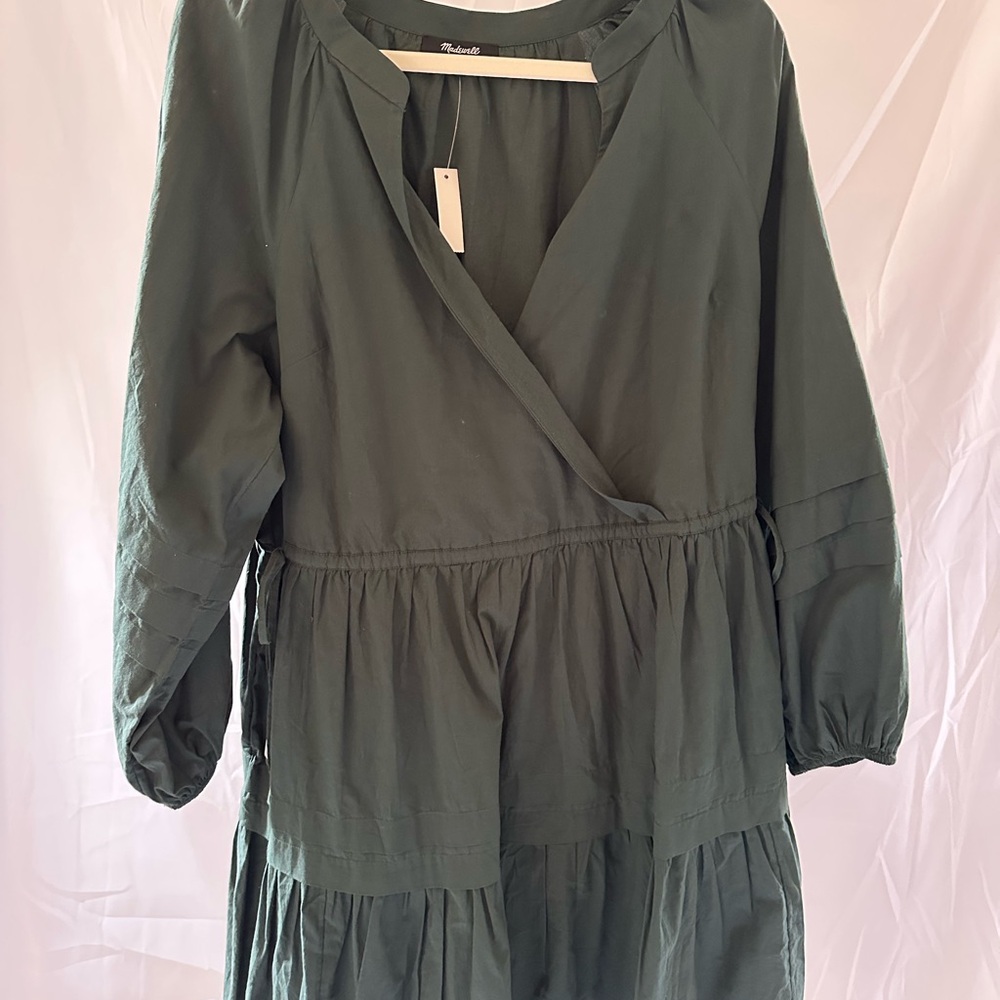 Madewell Deep Green Long Sleeve Dress